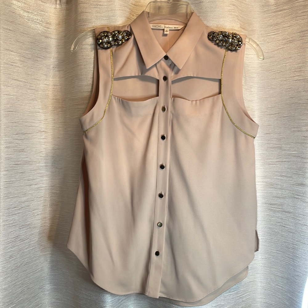 Rachel Roy Button Down Blouse with Cut Outs